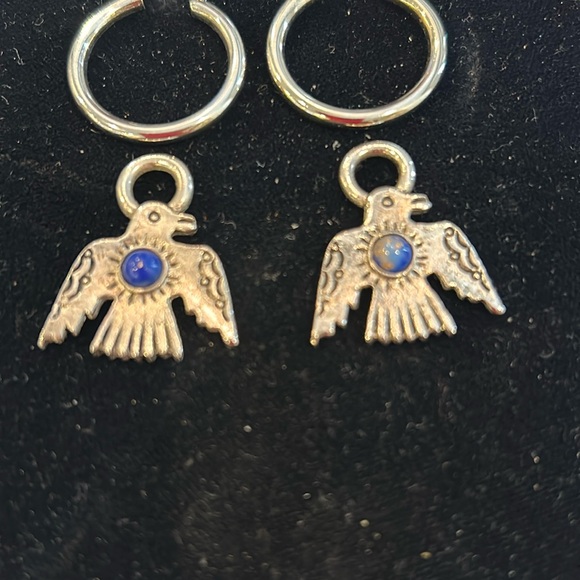 Bird Charms for Hoop Earrings with Semi Precious Cabochons-Boutique - Picture 1 of 4